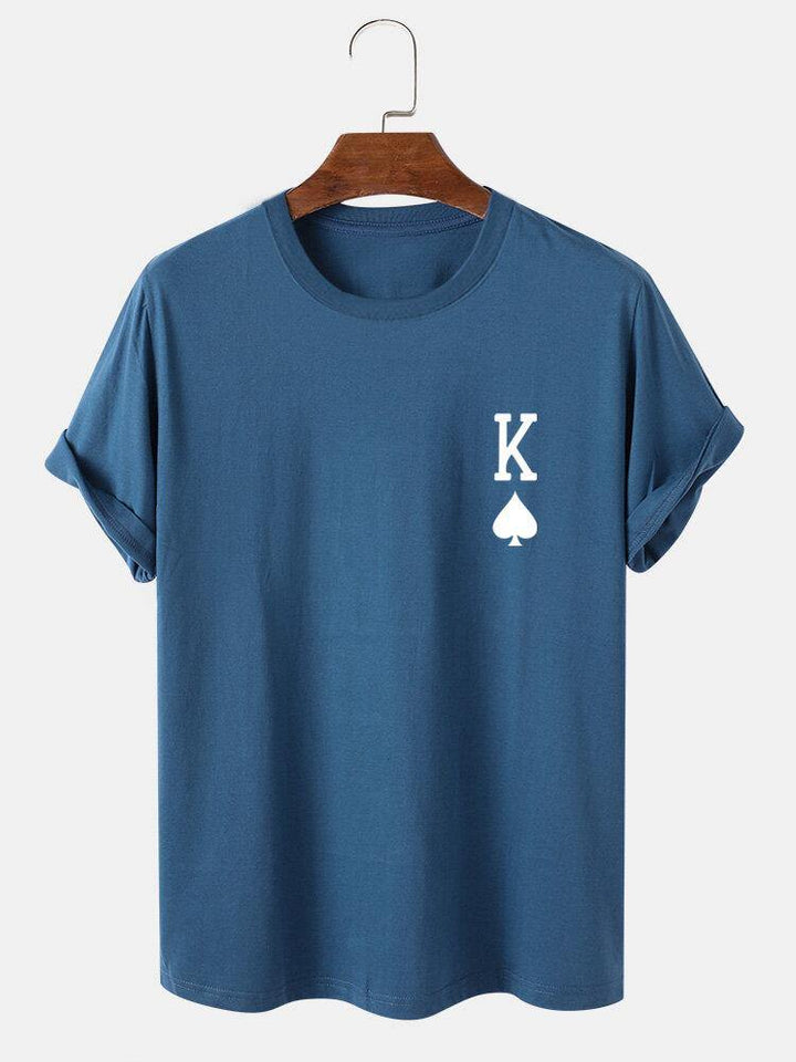 Mens King Of Spades Poker Print 100% Cotton Short Sleeve T-Shirt - Trendha