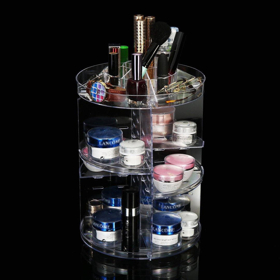 360 Degree Rotation Transparent Acrylic Cosmetics Multi-function Makeup Organizer - Trendha