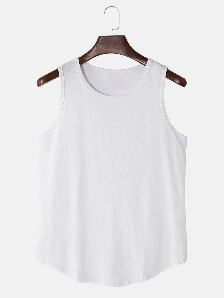 Mens Solid Color Sleeveless Casual Tank Tops - Trendha