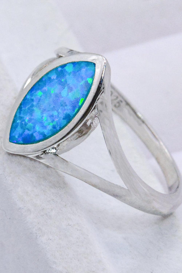 925 Sterling Silver Split Shank Opal Ring - Trendha