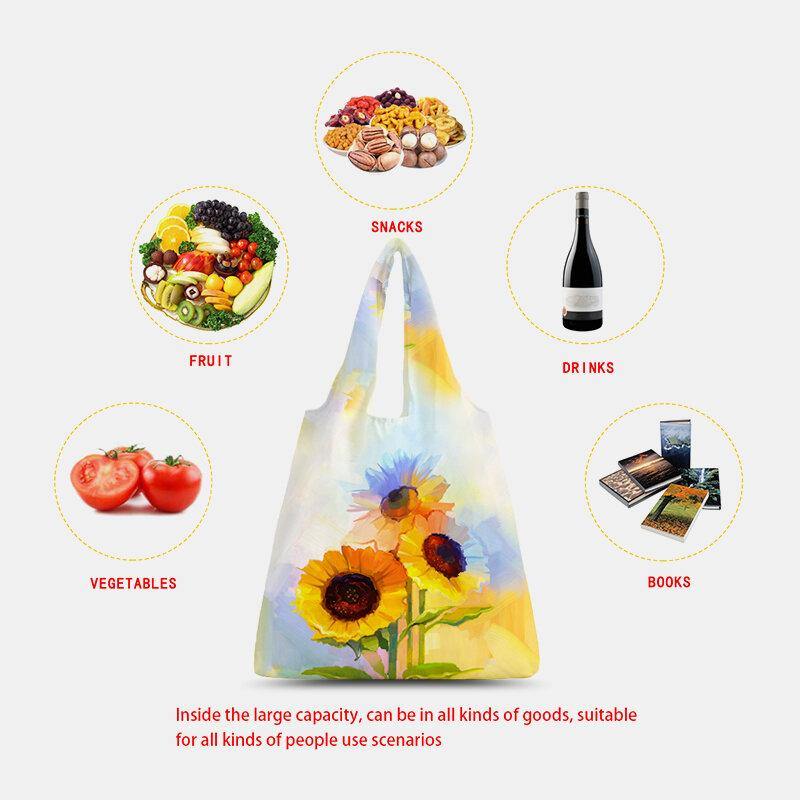 Women Nylon Tie Dye Sunflower Pattern Print Summer Bag Shoulder Bag Handbag Tote - Trendha