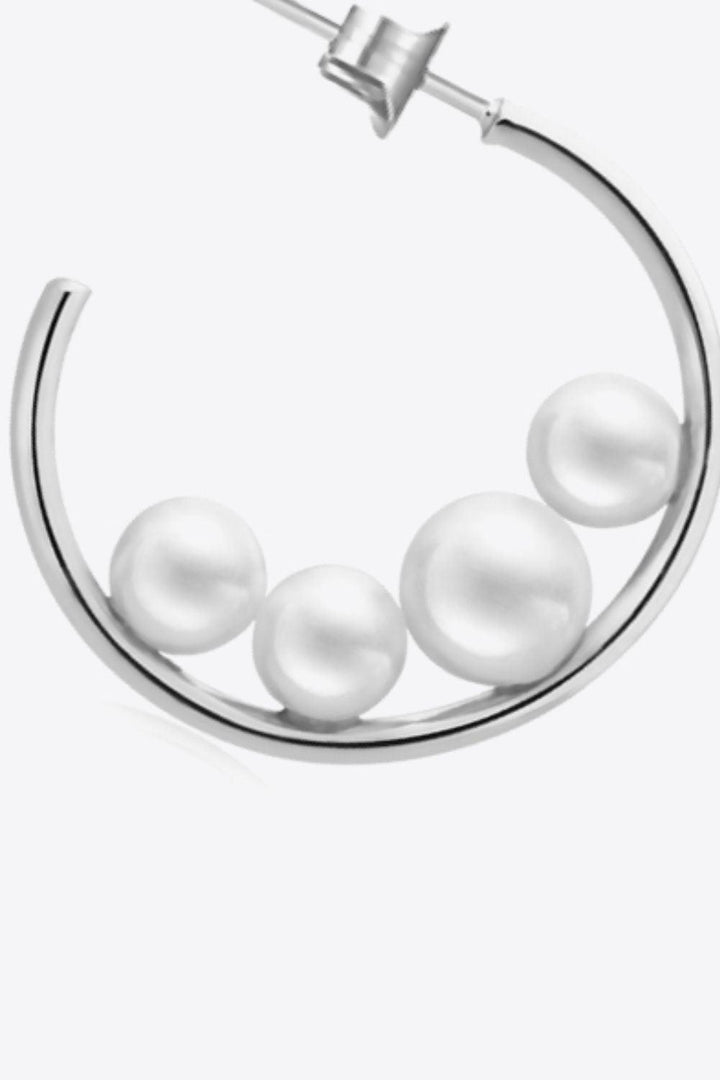 Can't Stop Your Shine Pearl C-Hoop Earrings - Trendha