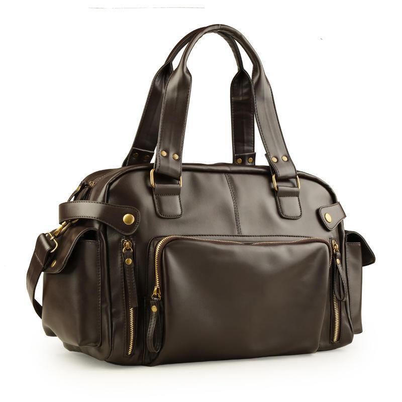 Men PU Leather Outdoor Casual Traveling Large Capacity Bag - Trendha