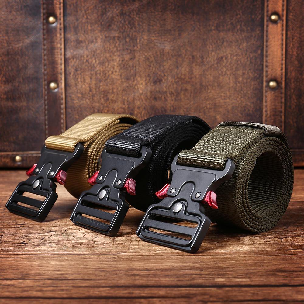 125cm 4.8cm Nylon Waist Leisure Belts Zinc Alloy Tactical Belt Quick Release Inserting Buckle - Trendha