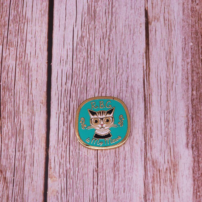 Ruth Ginsburg Inspired RBG Cat Brooch Women's Power Equality Badge Brooch - Trendha