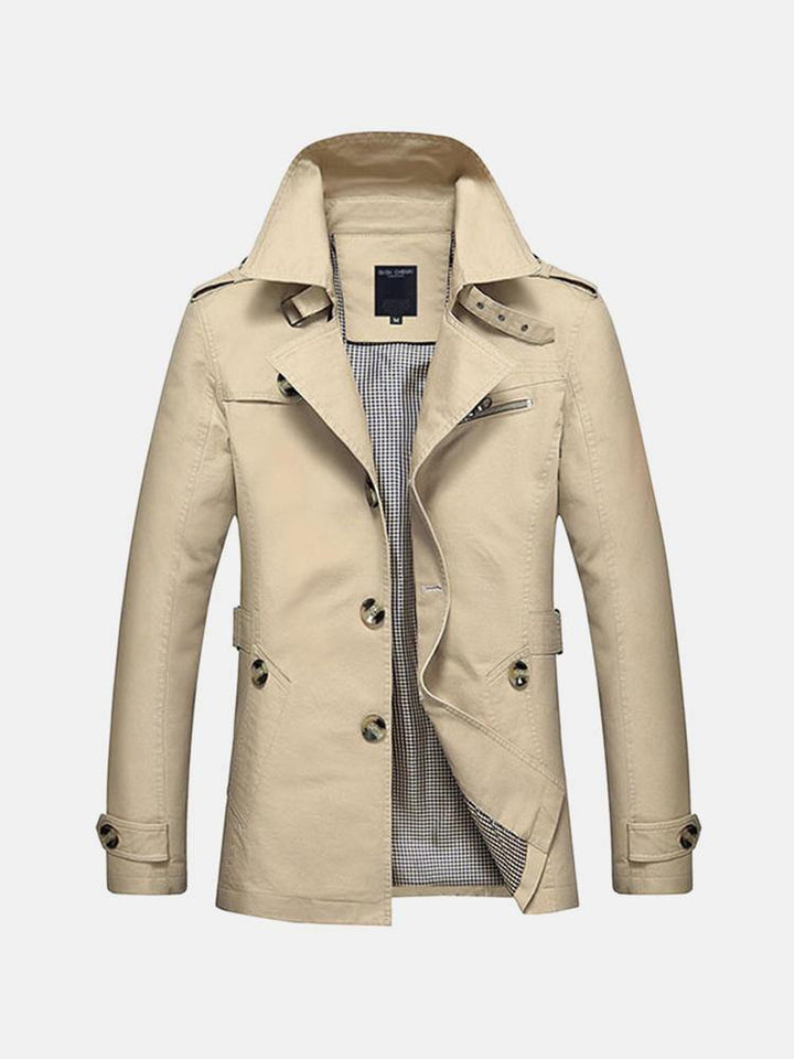 Mens Casual Single-breasted Trench Coat - Trendha