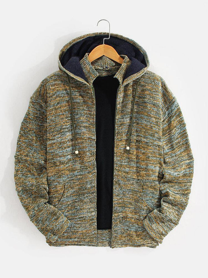 Mens Knitted Zipper Vintage Hooded Cardigans With Pocket - Trendha