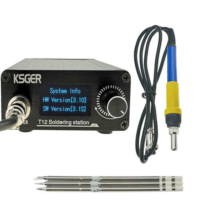 KSGER T12 STM32 V3.1S Welding Soldering Iron Station OLED DIY Plastic Handle Electric Tools Quick Heating T12 Iron Tips 8s Tins 907 9501 Handle with 3Pcs T12 Tips - Trendha