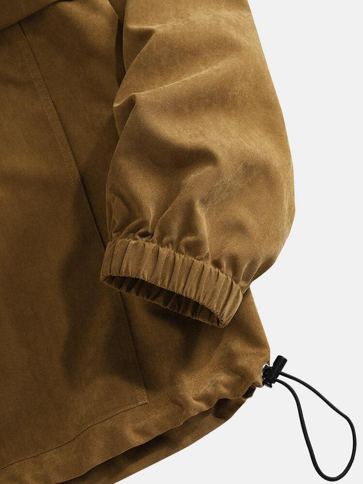 Mens Solid Color Half Zipper Drawstring Hem Hoodie With Kangaroo Pocket - Trendha