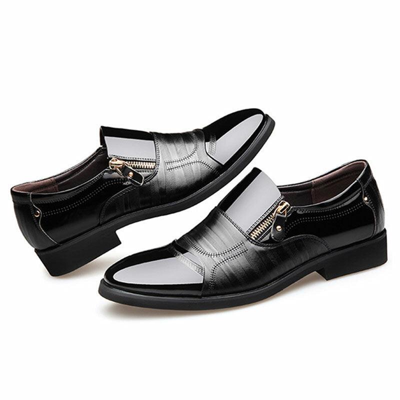 Men Comfy Pointed Toe Leather Business Formal Shoes - Trendha