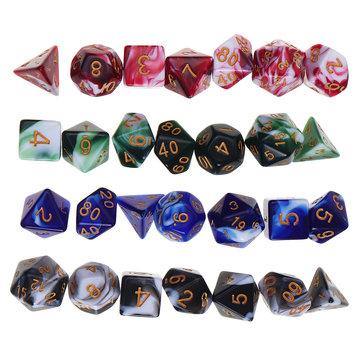 28Pcs Multisided Dice Polyhedral Dices Set Board RPG Dice Set 4 Colors With 4 Bags - Trendha
