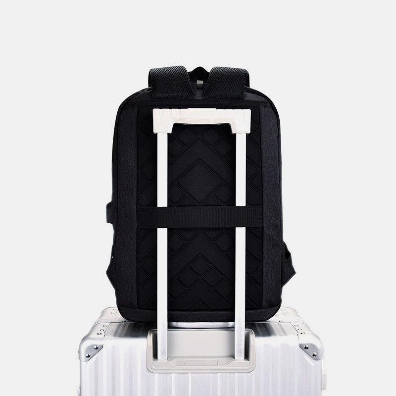 Men Nylon USB Charging Casual Large Capacity 15.6 Inch Laptop Bag Travel Backpack - Trendha