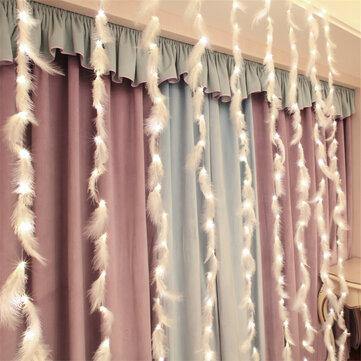 3*2M 3*3M Feather Copper Wire 8 Modes LED Curtain String Light USB Lamp for Room Party Decoration - Trendha