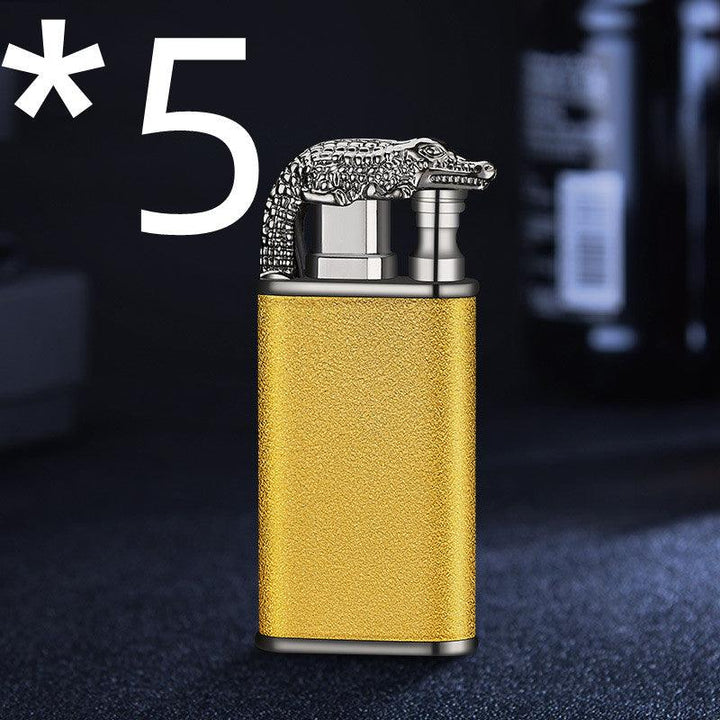 Creative Blue Flame Lighter Dolphin Dragon Tiger Double Fire Metal Winproof Lighter Inflatable Lighter - Trendha