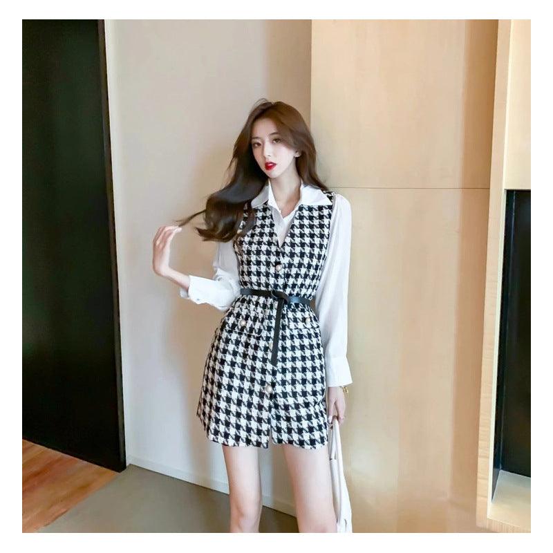 Checked Vest Dress or White Shirt, Separate Options
