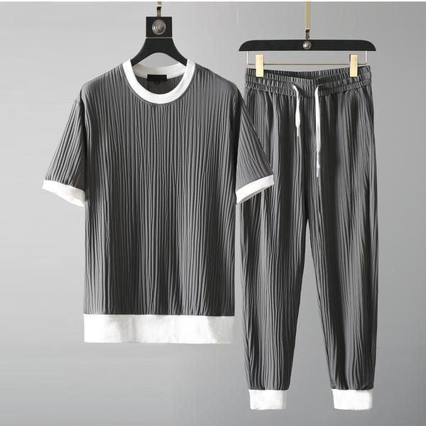 Casual Men's Round Neck Stretch Breathable Short Sleeve Sports Suit - Trendha