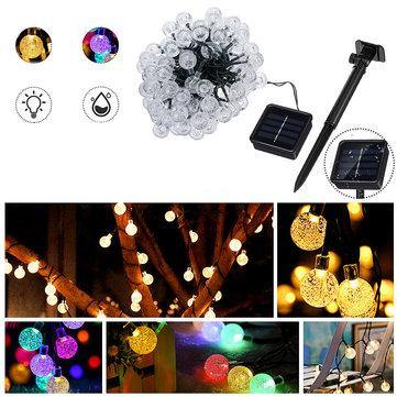 Solar Powered 12M 100 LED Crystal Ball String Fairy Light for Garden Christmas Outdoor Decor - Trendha