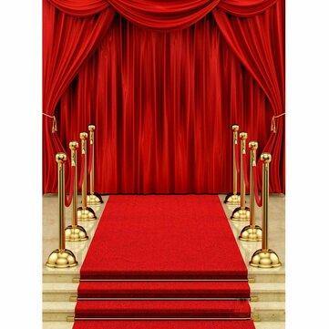 5x7FT Podium Red Carpet Curtain Wedding Photo Video Studio Props Photography Vinyl Backdrop Background - Trendha