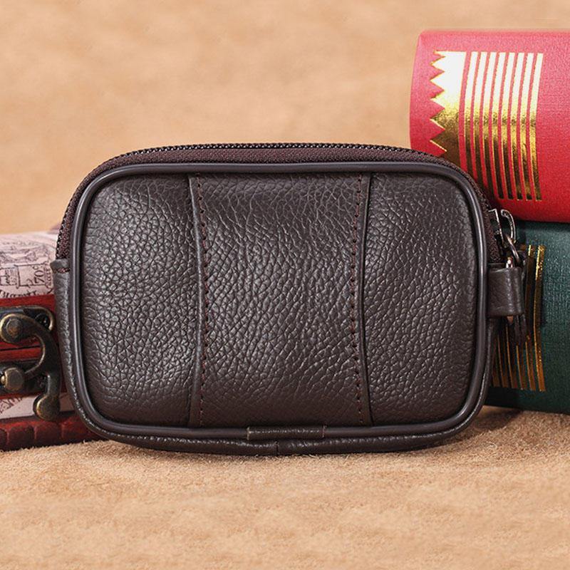 Men Genuine Leather Vinatge Simple Small Belt Bag Waist Bag - Trendha