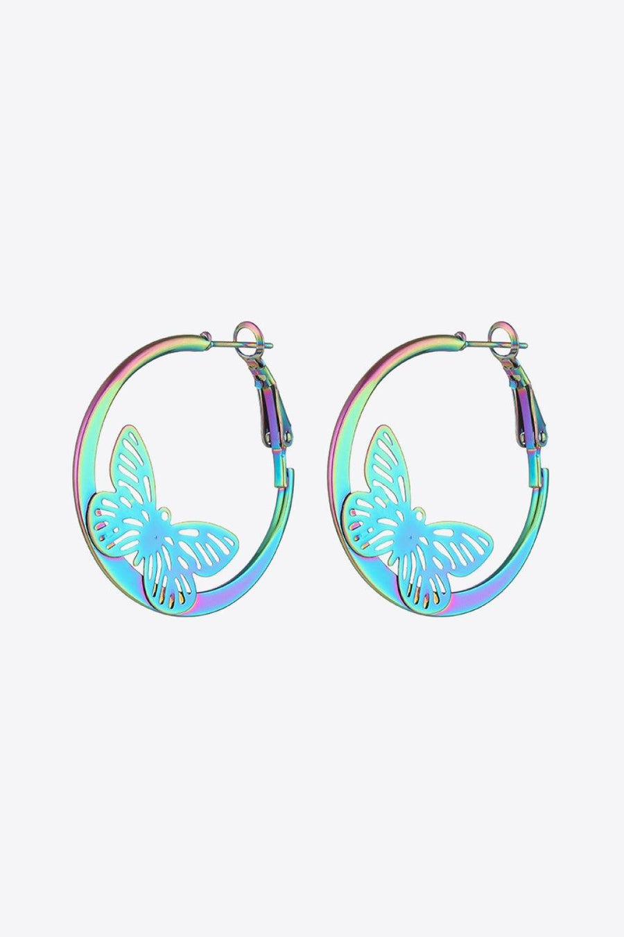 Multicolored Butterfly Huggie Earrings - Trendha