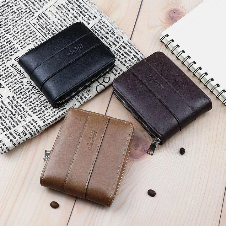 Men Faux Leather Retro Classical Wax Leather Multi-slot Card Holder Wallet - Trendha