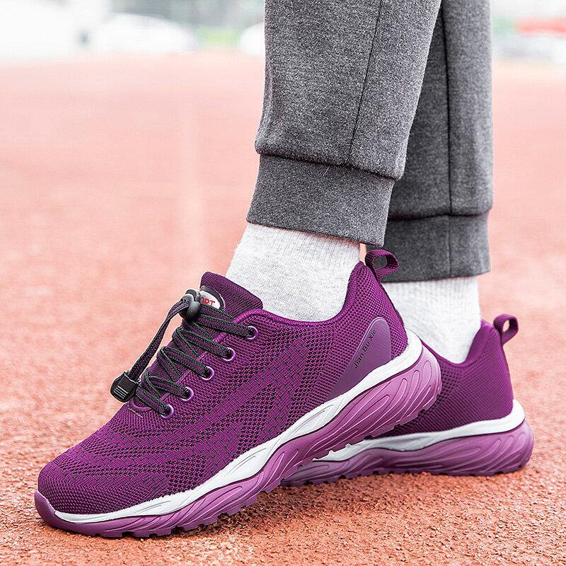 Women Breathable Mesh Elastic Band Lightweight Slip Resistant Walking Shoes - Trendha