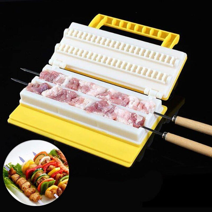 Portable Multi-functional Single/Double Row BBQ Meat Skewer Kitchen Meat String Device Barbecue String Tool - Trendha