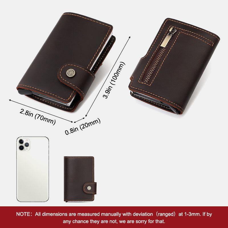 Men Genuine Leather Multi-Card Slot RFID Anti-Theft Vintage Business Casual Card Holder Money Clips Wallet Purse - Trendha