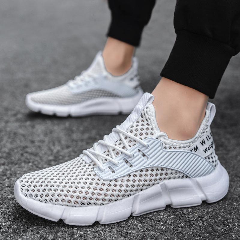 Men's Shoes Hollow Mesh Summer New Sports Shoes Breathable Running Shoes - Trendha