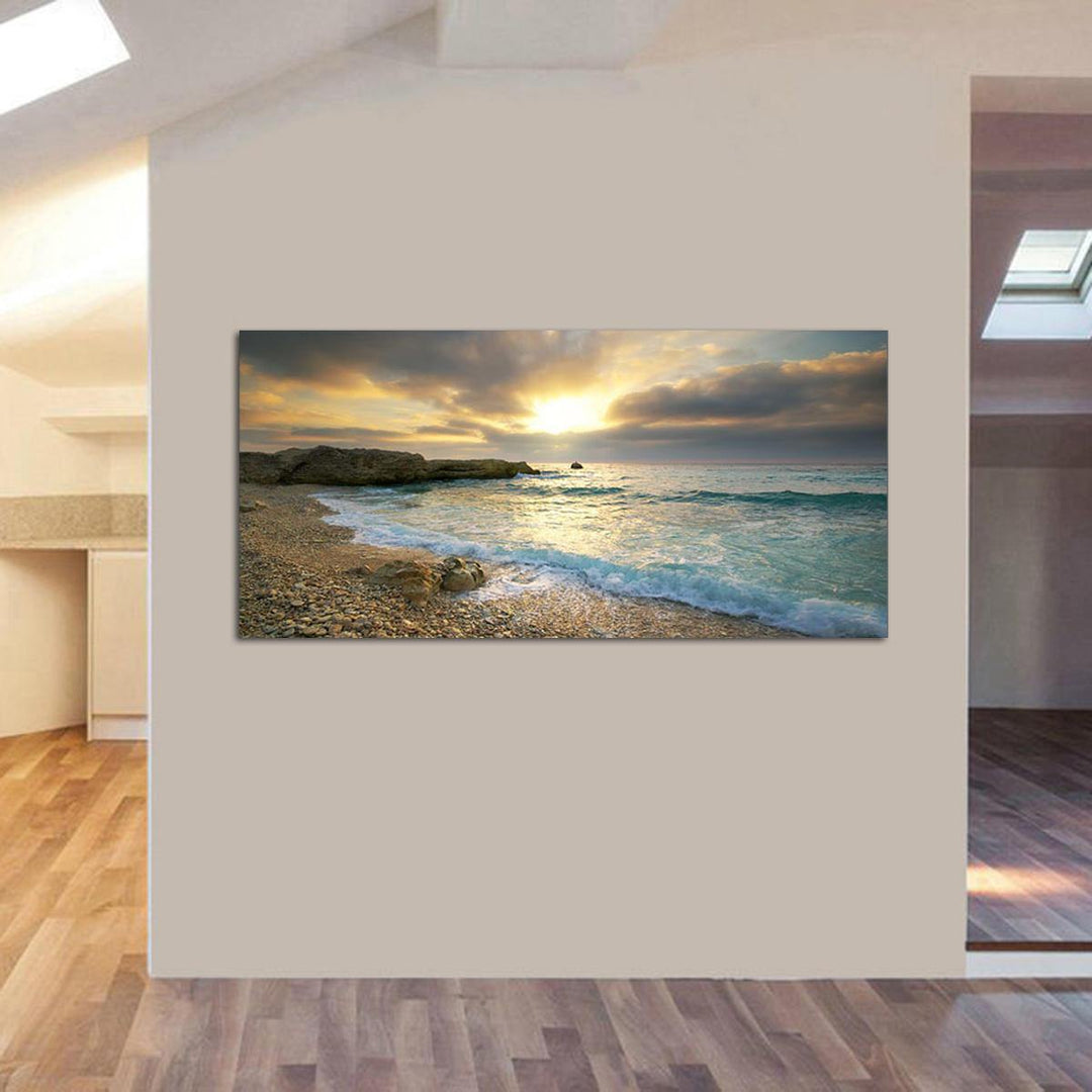 Beach Canvas Print Ocean Wave Sunset Sea No Frame Paintings Art Wall Home Decor - Trendha