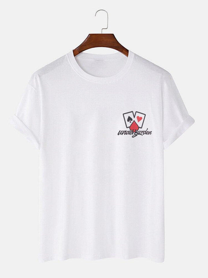 Mens Casual 100% Cotton Poker Chest Print Short Sleeve T-Shirts - Trendha