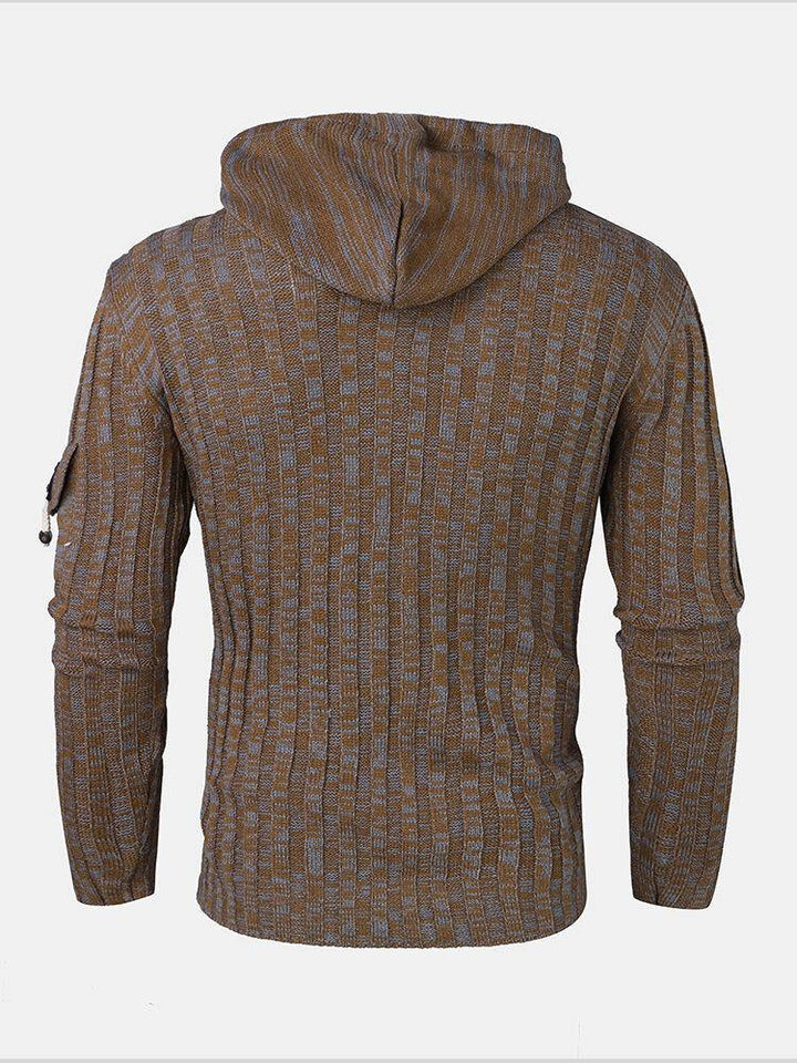 Mens Cable Knitted Toggle Front Warm Hooded Sweaters - Trendha