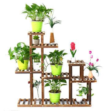 Wooden Succulent Flower Pot Stand Indoor Balcony Floor Stand Garden Decoration - Trendha