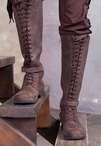 High-top Lace-up Low-heel Women's Boots - Trendha