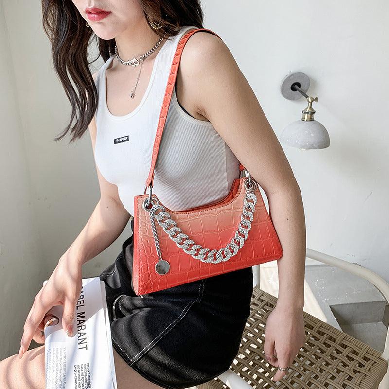Women's Fashion Stone Pattern Gradient Color Single Shoulder Crossbody Bag - Trendha
