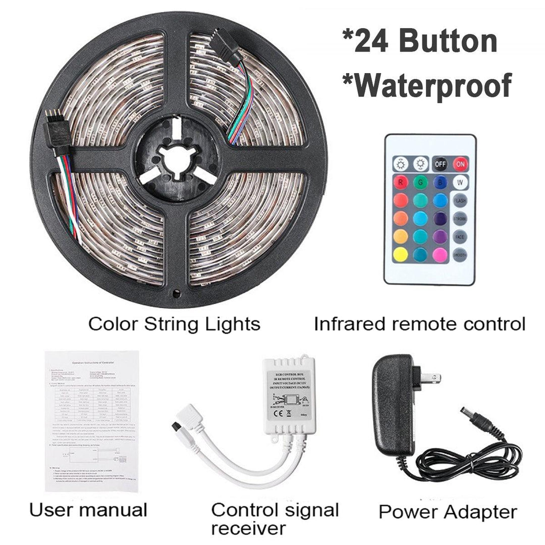 DC12V 2835SMD 5M 300LED Strip Light Waterproof Non-waterproof RGB Lamp + 24/44 key IR Controller+ Power Adapter - Trendha