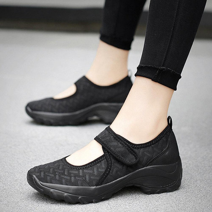 Women Mesh Breathable Hook Loop Platform Casual Sport Shoes - Trendha