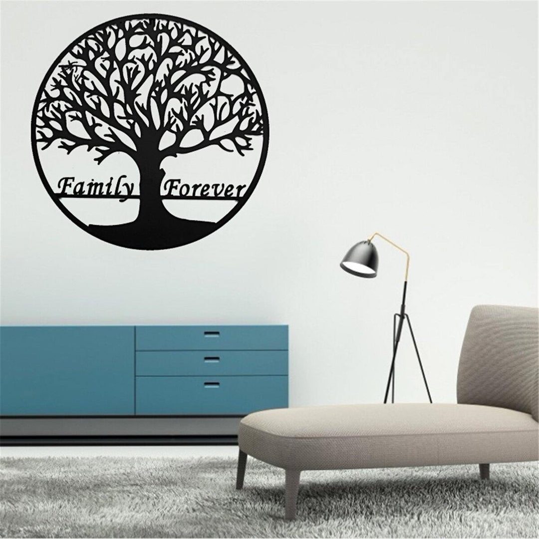 24in/60cm Metal Tree Hanging Wall Art Round Sculpture Family Forever Home Decoration - Trendha