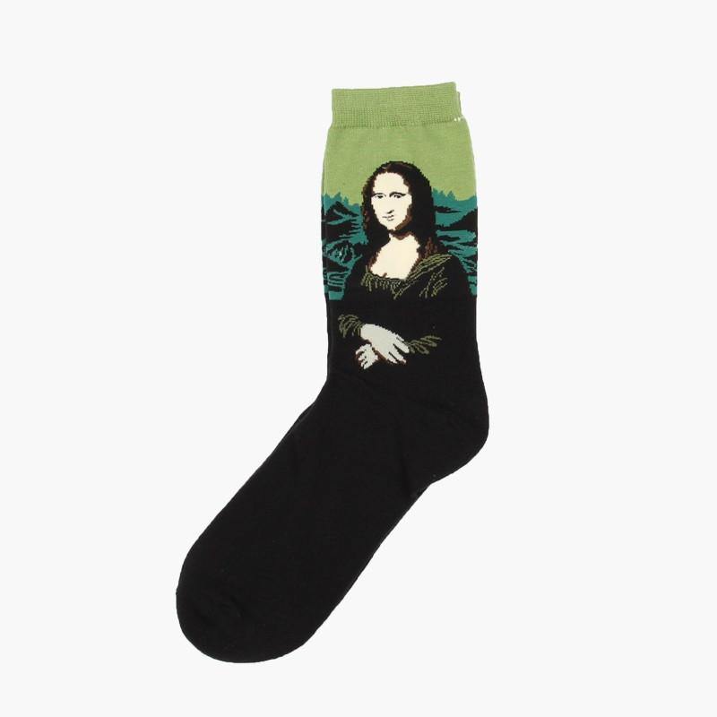 Unisex Mona Lisa Oil Painting Cotton Tube Socks - Trendha