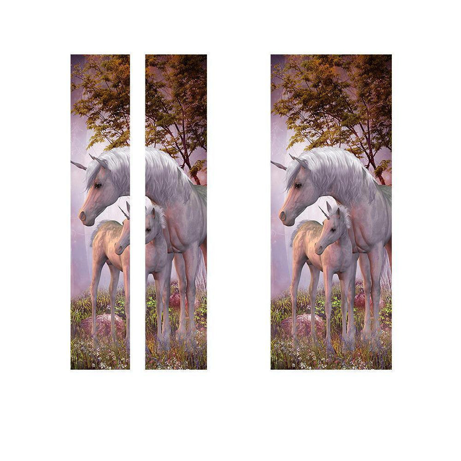 77*200cm PVC 3D Door Wall Sticker The Unicorn In The Forest DIY House Decorations - Trendha