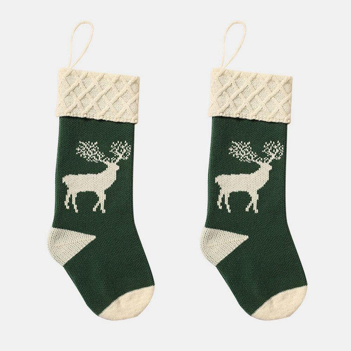 Unisex Knitted Christmas Socks Gift Bag Ornaments Home Decorations Elk Pattern Warm Tube Socks - Trendha