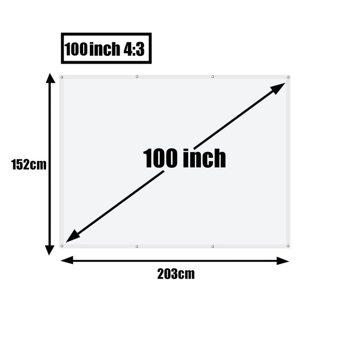 60 72 84 100 120 Inch 4 : 3 White High Brightness Reflective Projector Screen Cloth Foldable Fabric Cloth for Indoor Outdoor Movie - Trendha