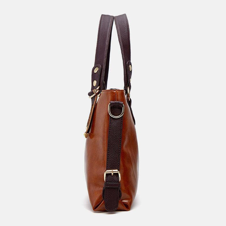 Women Faux Leather Retro Lychee Pattern Large Capacity Handbag Shoulder Bag Crossbody Bag Tote - Trendha