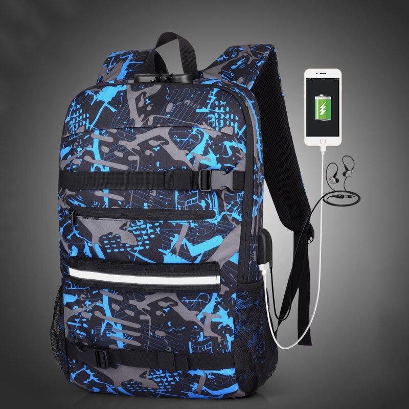 Men USB Charging Large Capacity Camouflage Anti-theft Business Casual 14 Inch Laptop Bag Backpack - Trendha