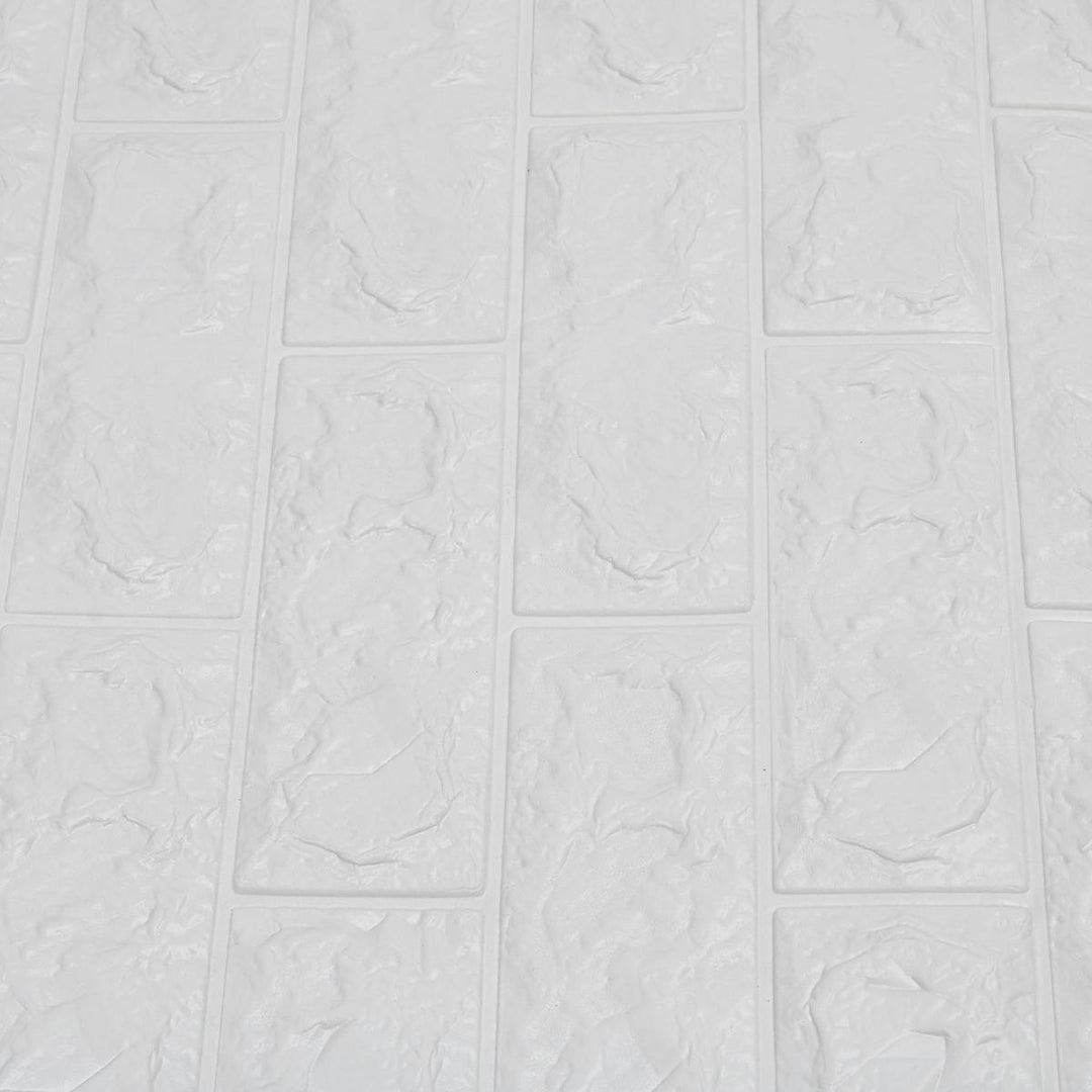 5Pcs 3D Waterproof Tile Brick Wall Sticker Self-adhesive White Foam Panel 70x77cm - Trendha