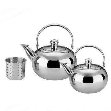1/1.5/2/2.5L Stainless Steel Tea Pot Coffee Pot with Tea Strainer Infuser Filter - Trendha