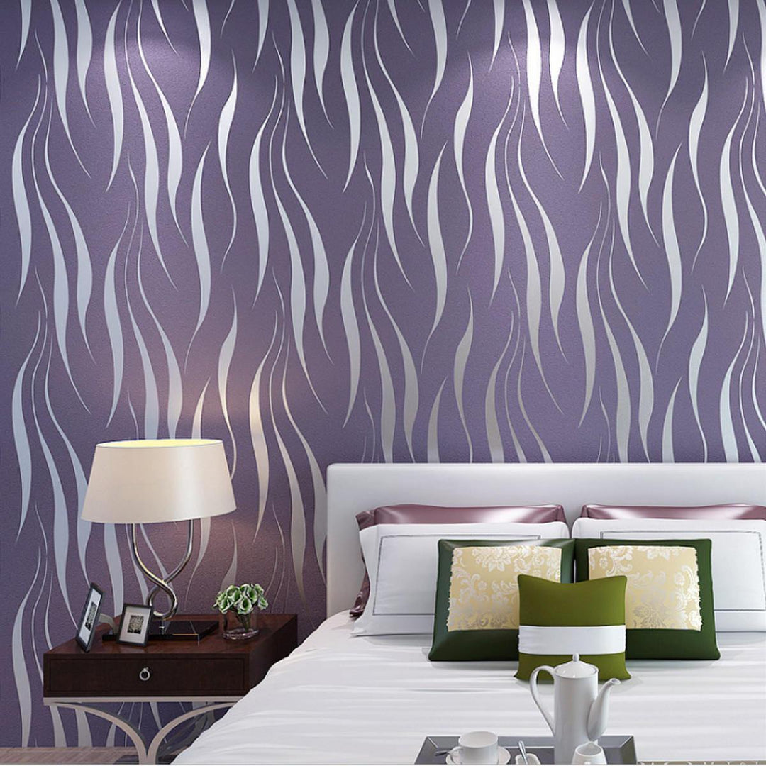 32ft 3 Colors 3D Wave Stripe Wall paper Non-woven Wall Sticker Paper Roll Home Decoration - Trendha