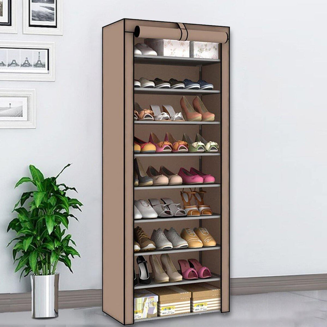 10 Tiers 9 Lattices Shoe Rack Shelf Storage Closet Organizer Cabinet With Dust Cover - Trendha