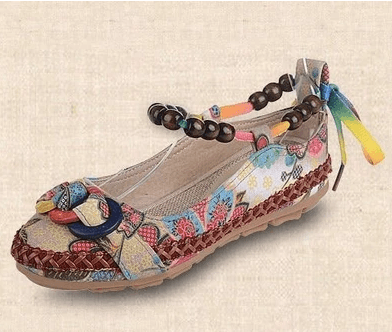 Beaded weaving lace old Beijing shoes - Trendha