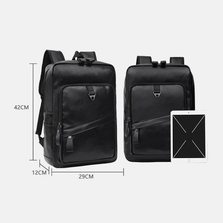 Men Faux Leather Large Capacity Business Casual 14 Inch Laptop Bag Backpack - Trendha